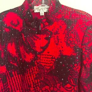 St John Evening Knit Jacket Red/Black